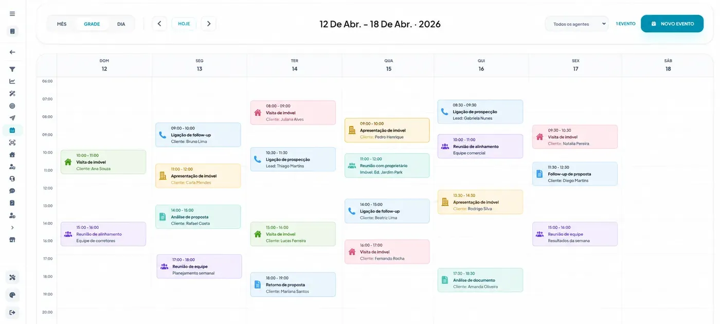 Agenda semanal do CRM i4 com visitas, ligações e reuniões